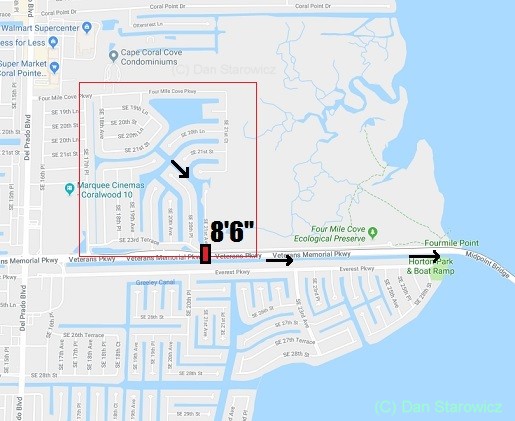 Four mile cove map of boating run out